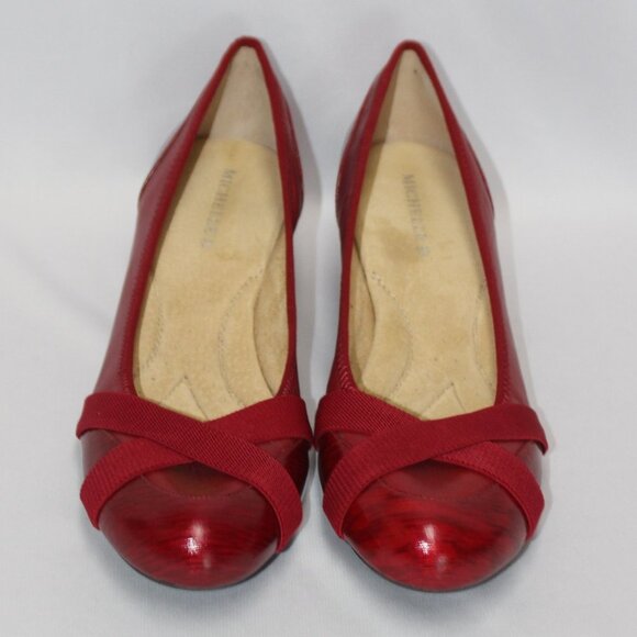 Michelle D Red Patent Low Heel Wedges - Picture 10 of 13